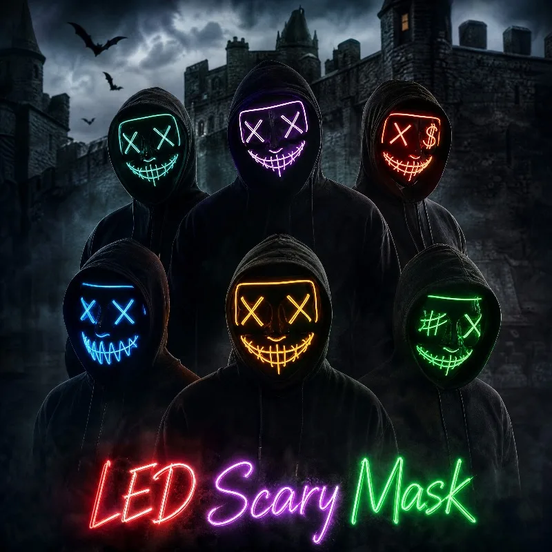 Led Purge Mask Halloween - 2026 Halloween Party Supplies Luminous LED