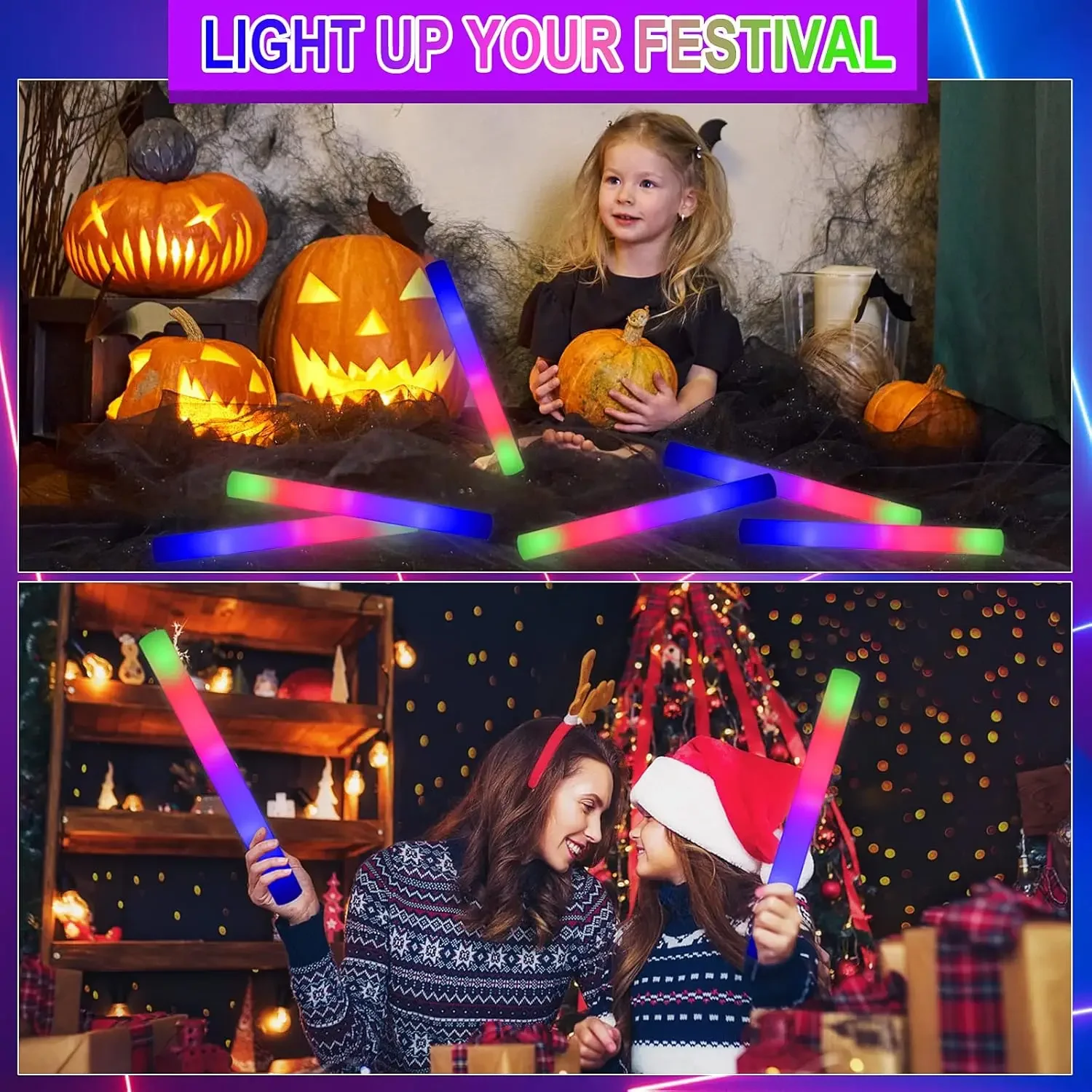 1Z-50PCS Led Foam Glow Sticks  - огляд і ціна Flashing Led Foam Sticks Party